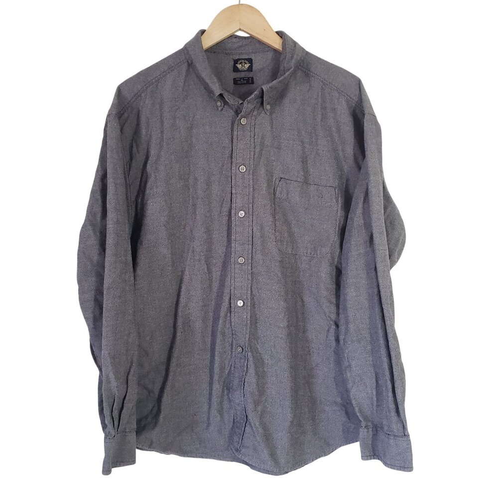 Dockers Mens XL‎ Long Sleeve Gray Button Up Shirt Cotton Casual Neutral Basic